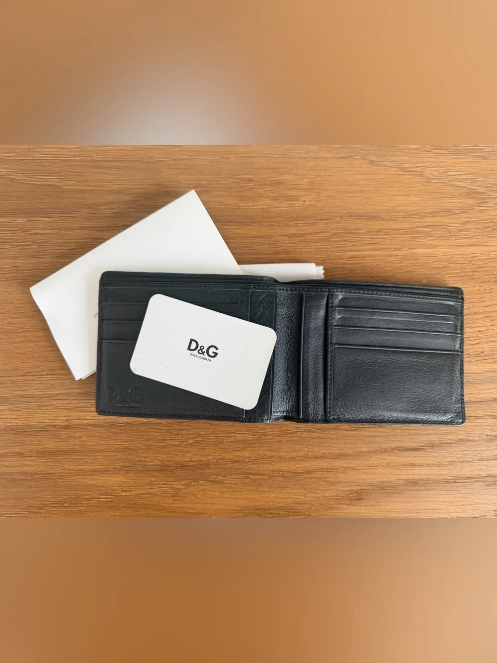 Dolce & Gabbana Black Leather Embossed Logo Bifold Wallet